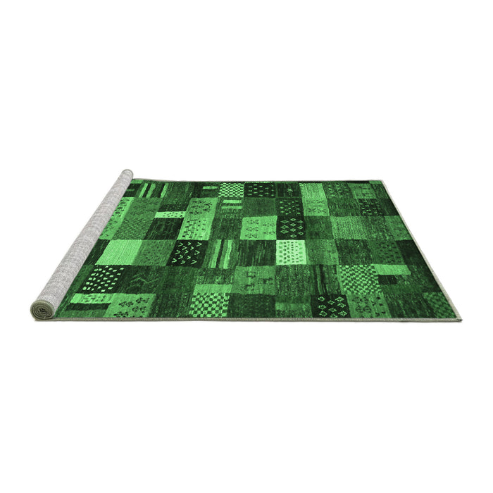 Sideview of Machine Washable Abstract Emerald Green Contemporary Area Rugs, wshcon1624emgrn