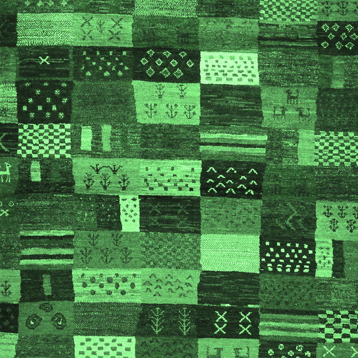 Machine Washable Abstract Emerald Green Contemporary Area Rugs, wshcon1624emgrn