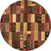 Round Machine Washable Abstract Brown Contemporary Rug, wshcon1624brn