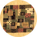 Round Machine Washable Abstract Brown Contemporary Rug, wshcon1625brn