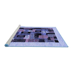 Sideview of Machine Washable Abstract Blue Contemporary Rug, wshcon1625blu