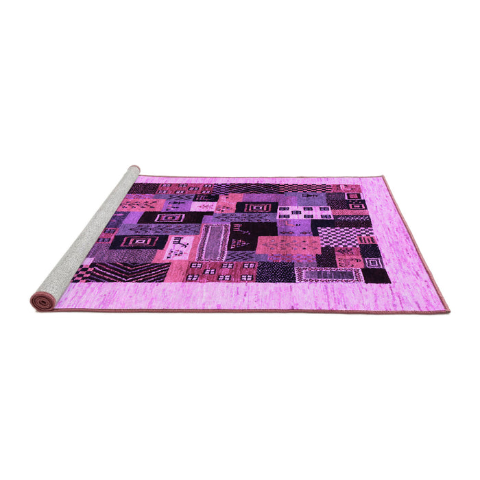 Sideview of Machine Washable Abstract Purple Contemporary Area Rugs, wshcon1625pur