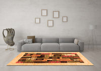 Machine Washable Abstract Orange Contemporary Rug, wshcon1625org