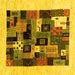 Square Machine Washable Abstract Yellow Contemporary Rug, wshcon1625yw