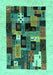 Machine Washable Abstract Turquoise Contemporary Area Rugs, wshcon1625turq