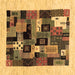 Square Machine Washable Abstract Brown Contemporary Rug, wshcon1625brn