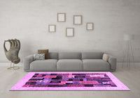 Machine Washable Abstract Purple Contemporary Rug, wshcon1625pur