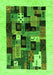 Serging Thickness of Machine Washable Abstract Green Contemporary Area Rugs, wshcon1625grn