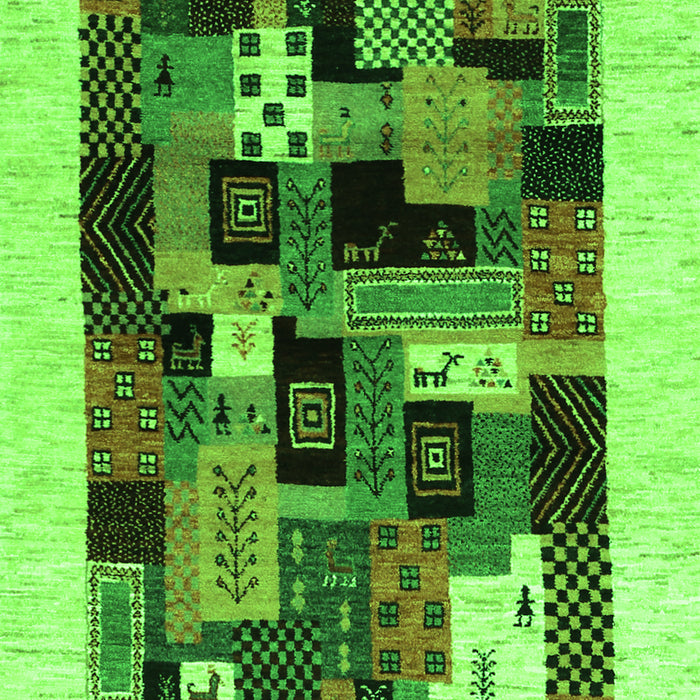 Serging Thickness of Machine Washable Abstract Green Contemporary Area Rugs, wshcon1625grn