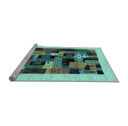 Sideview of Machine Washable Abstract Light Blue Contemporary Rug, wshcon1625lblu