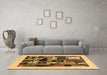 Machine Washable Abstract Brown Contemporary Rug in a Living Room,, wshcon1625brn