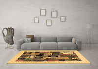 Machine Washable Abstract Brown Contemporary Rug, wshcon1625brn