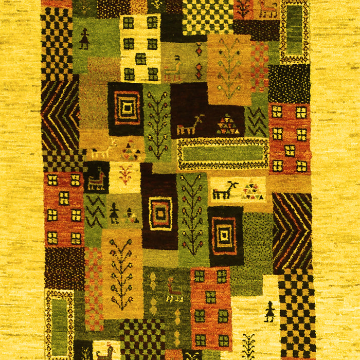 Abstract Yellow Contemporary Rug, con1625yw