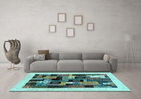 Machine Washable Abstract Light Blue Contemporary Rug, wshcon1625lblu