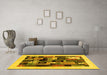 Machine Washable Abstract Yellow Contemporary Rug in a Living Room, wshcon1625yw