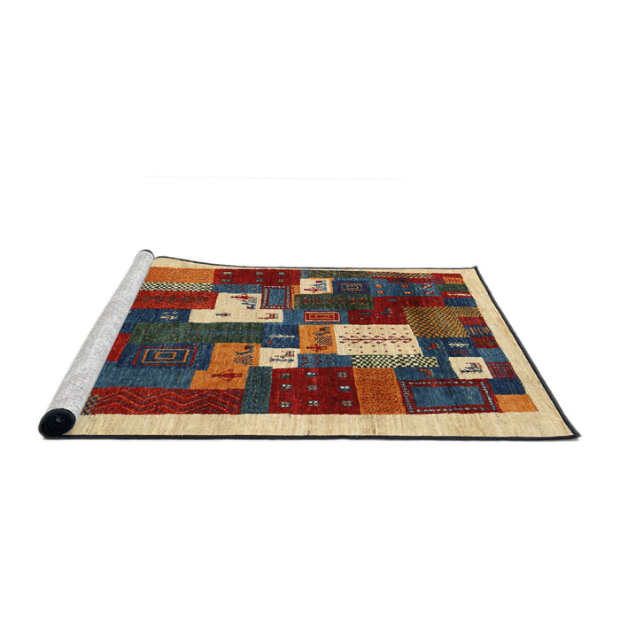 Serging Thickness of Machine Washable Contemporary Brown Green Rug, wshcon1626