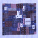 Square Machine Washable Abstract Blue Contemporary Rug, wshcon1626blu