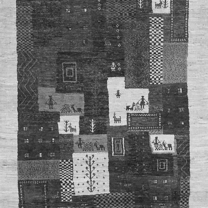 Serging Thickness of Machine Washable Abstract Gray Contemporary Rug, wshcon1626gry