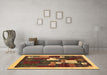 Machine Washable Abstract Brown Contemporary Rug in a Living Room,, wshcon1626brn