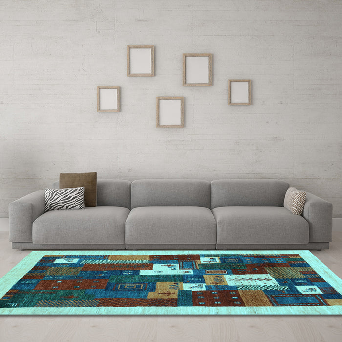 Machine Washable Abstract Light Blue Contemporary Rug in a Living Room, wshcon1626lblu