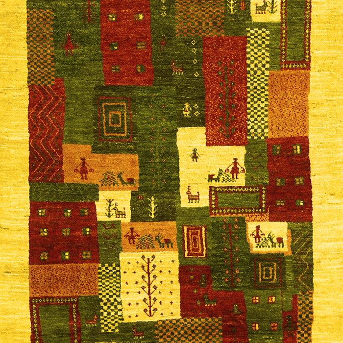 Abstract Yellow Contemporary Rug, con1626yw