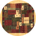 Round Abstract Brown Contemporary Rug, con1626brn