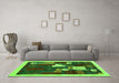 Machine Washable Abstract Green Contemporary Area Rugs in a Living Room,, wshcon1626grn