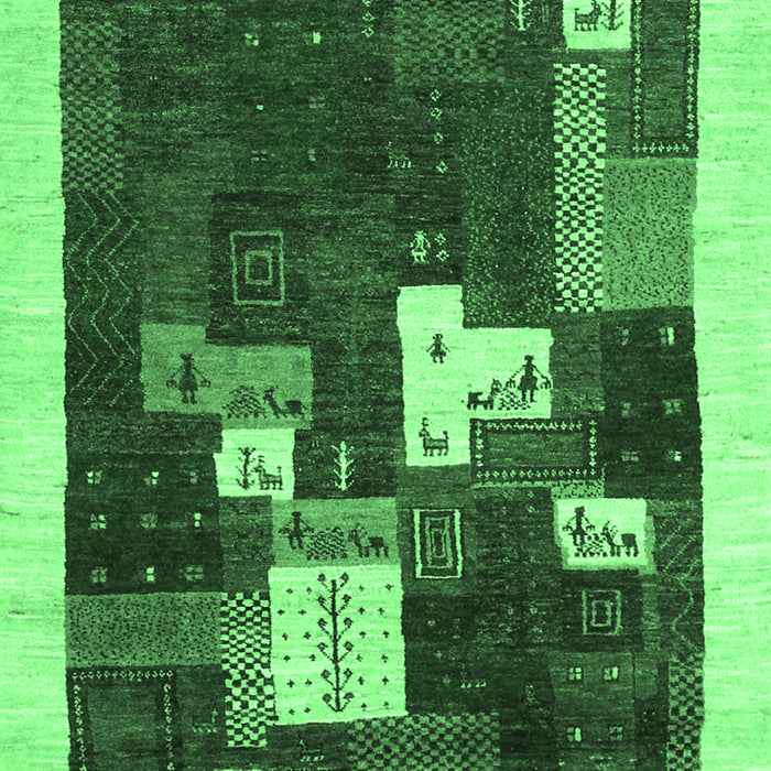 Machine Washable Abstract Emerald Green Contemporary Area Rugs, wshcon1626emgrn