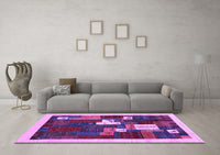 Machine Washable Abstract Purple Contemporary Rug, wshcon1626pur