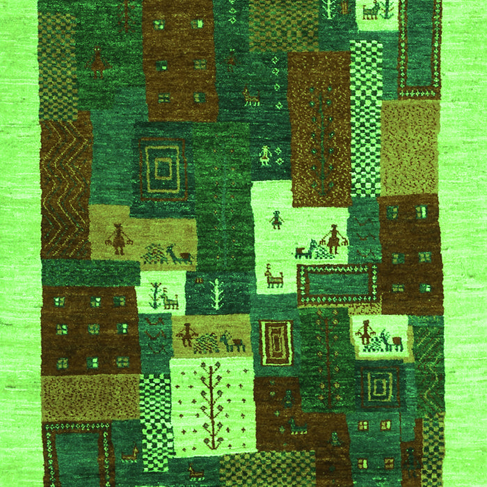 Serging Thickness of Machine Washable Abstract Green Contemporary Area Rugs, wshcon1626grn
