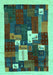 Machine Washable Abstract Turquoise Contemporary Area Rugs, wshcon1626turq