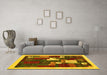 Machine Washable Abstract Yellow Contemporary Rug in a Living Room, wshcon1626yw