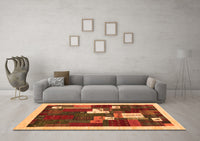 Machine Washable Abstract Orange Contemporary Rug, wshcon1626org