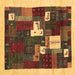 Square Abstract Brown Contemporary Rug, con1626brn