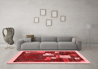 Machine Washable Abstract Red Contemporary Rug, wshcon1626red