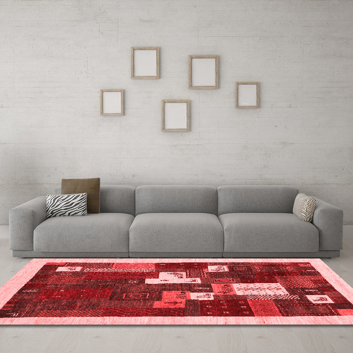 Contemporary Red Washable Rugs
