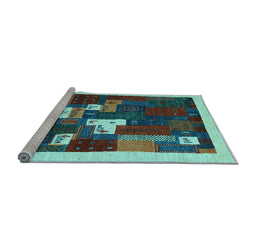 Sideview of Machine Washable Abstract Light Blue Contemporary Rug, wshcon1626lblu