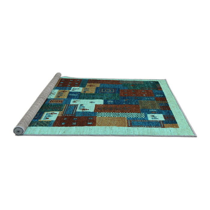 Sideview of Machine Washable Abstract Light Blue Contemporary Rug, wshcon1626lblu