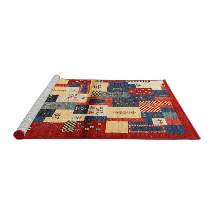 Serging Thickness of Machine Washable Contemporary Red Rug, wshcon1627