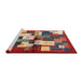 Serging Thickness of Machine Washable Contemporary Red Rug, wshcon1627