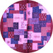 Round Abstract Purple Contemporary Rug, con1627pur