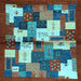 Square Abstract Light Blue Contemporary Rug, con1627lblu