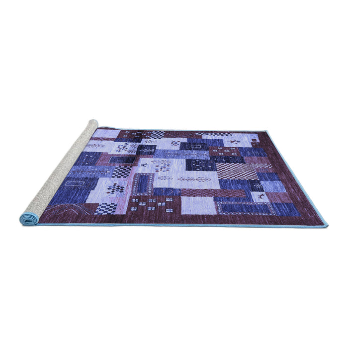 Sideview of Machine Washable Abstract Blue Contemporary Rug, wshcon1627blu