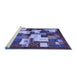 Sideview of Machine Washable Abstract Blue Contemporary Rug, wshcon1627blu