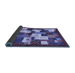 Sideview of Abstract Blue Contemporary Rug, con1627blu