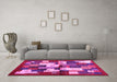 Machine Washable Abstract Pink Contemporary Rug in a Living Room, wshcon1627pnk