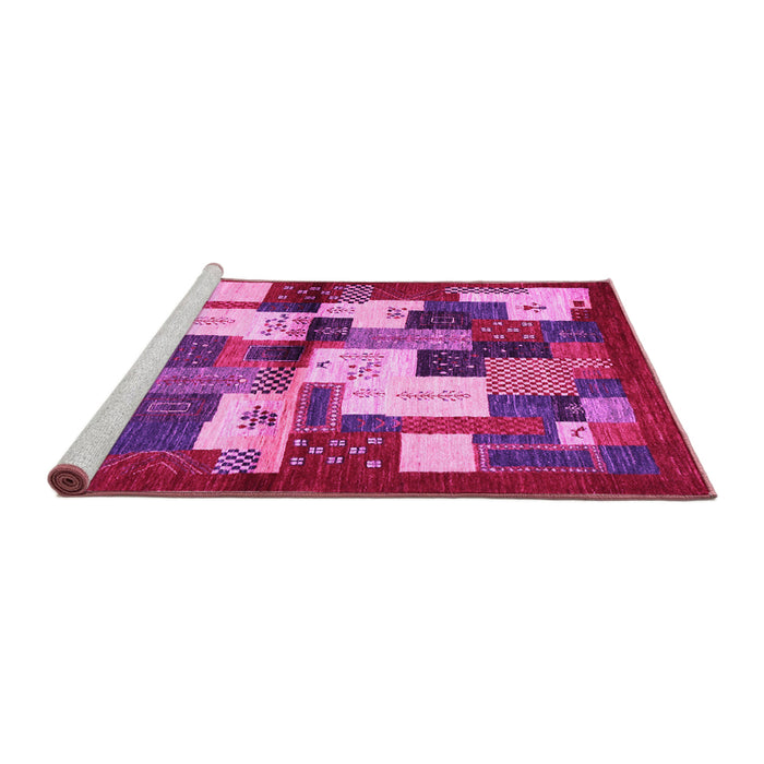 Sideview of Machine Washable Abstract Pink Contemporary Rug, wshcon1627pnk