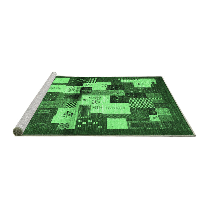 Sideview of Machine Washable Abstract Emerald Green Contemporary Area Rugs, wshcon1627emgrn
