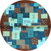 Round Machine Washable Abstract Light Blue Contemporary Rug, wshcon1627lblu