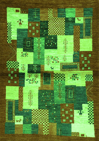 Abstract Green Contemporary Rug, con1627grn